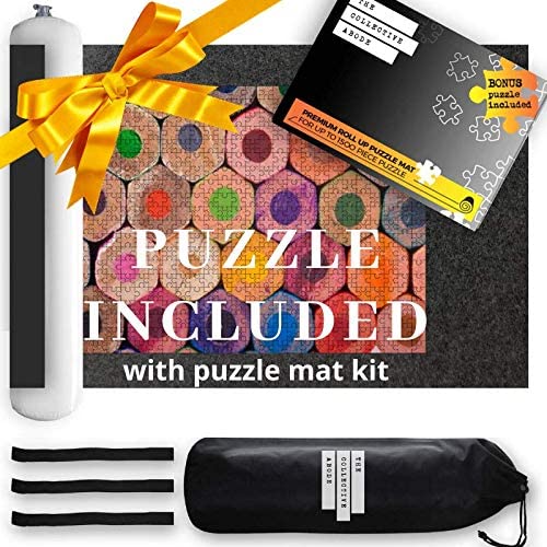 Puzzle Mat Roll Up for Jigsaw Puzzles Includes a Bonus 500 Piece Jigsaw Puzzle