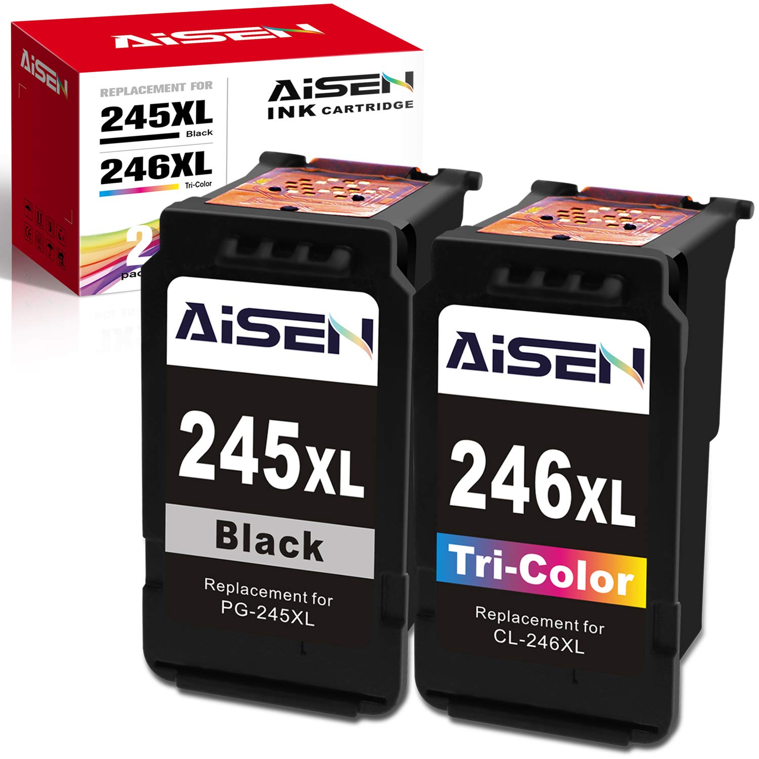 AISEN Remanufactured Canon Ink Cartridges 245 and 246 Replacement
