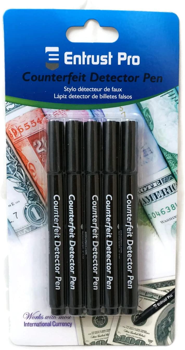 5-Pack Counterfeit Pens - Fake Money Detector Markers from Entrust Pro