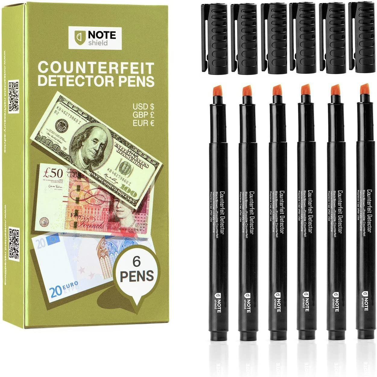 NoteShield Counterfeit Bill Detector Markers - Counterfeit Money Loss Prevention