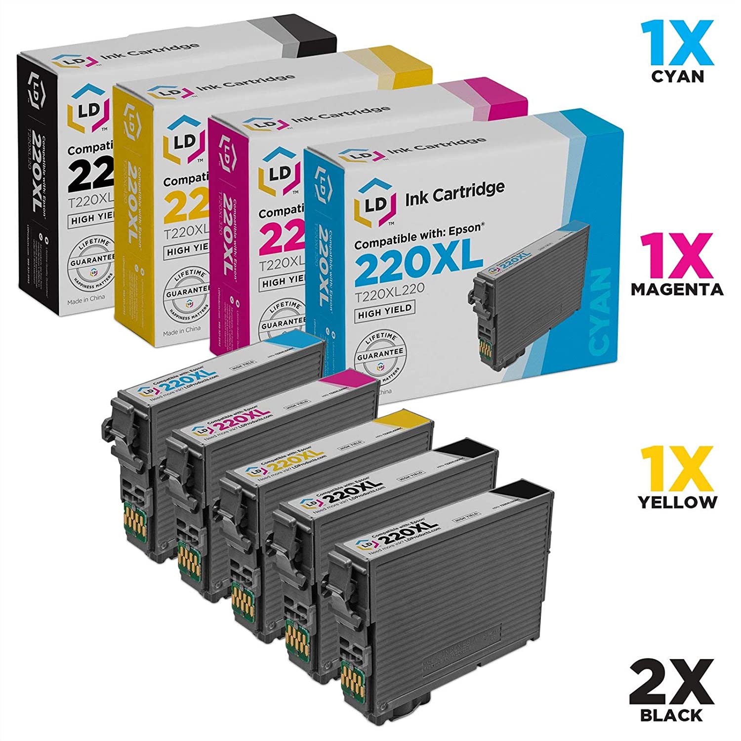 LD Products Remanufactured Ink Cartridge Replacement for Epson 220XL High Yield